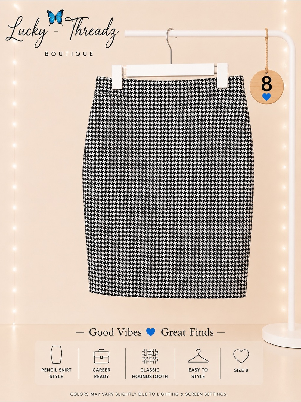 J.Crew Wool Houndstooth Pencil Skirt Size 8 Career Office